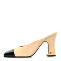 Suede Kidskin Patent Calfskin Mules 36.5 Beige Black
