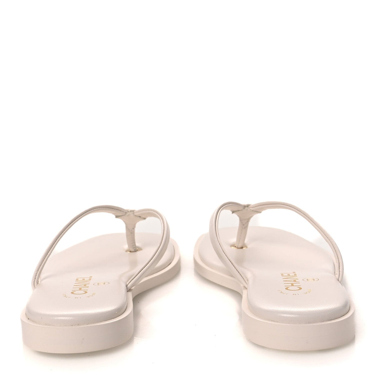 Goatskin CC Times Square Thong Sandals 35.5 White