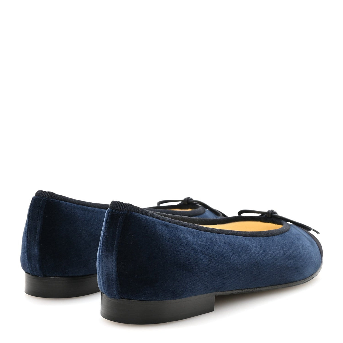 Velvet Grosgrain Cap Toe CC Ballerina Flats 37.5 Navy Black