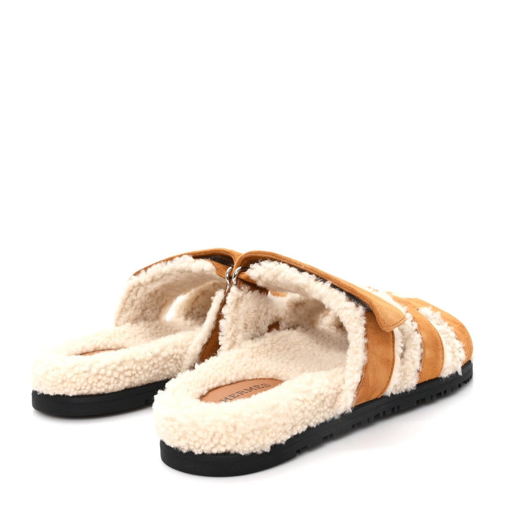 Suede Goatskin Woolskin Womens Chypre Sandals 37 Naturel Ecru