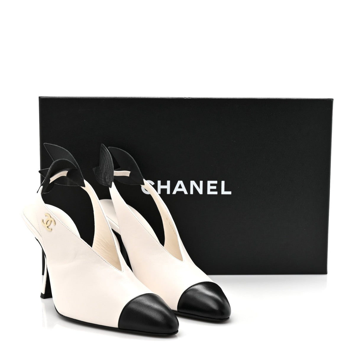 Lambskin Slingback Pumps 40 White Black