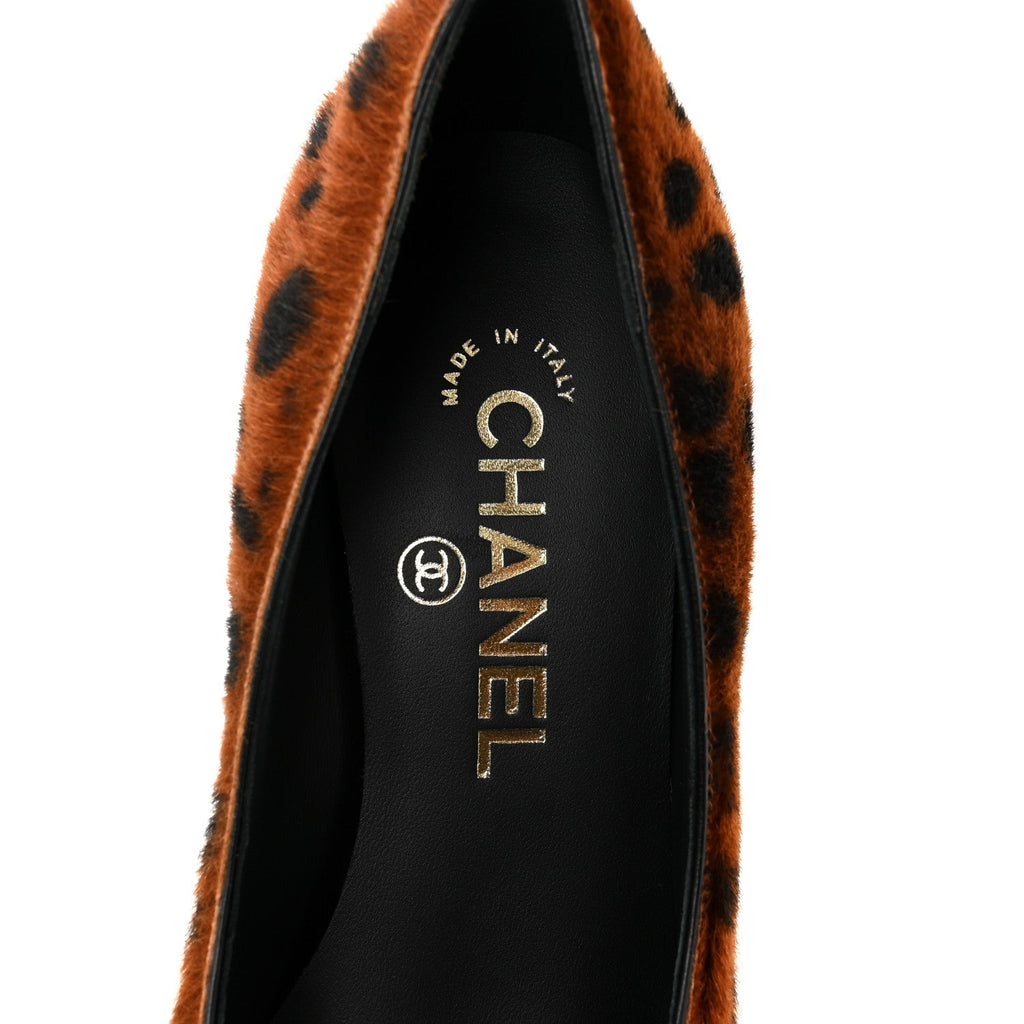 Pony Hair Lambskin Pumps 36.5 Brown Black