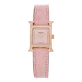 18K Rose Gold Alligator Diamond Bezel Rose Opal 17.2mm Heure H Hour Quartz Watch Rose Pale