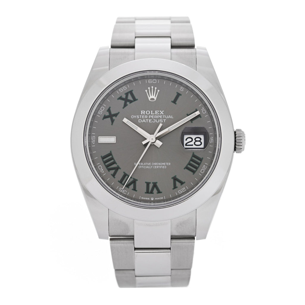Stainless Steel 41mm Oyster Perpetual Wimbledon Datejust Watch Slate 126300