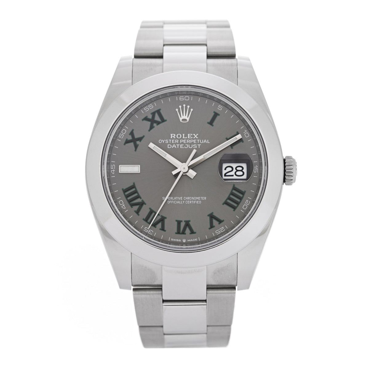 Stainless Steel 41mm Oyster Perpetual Wimbledon Datejust Watch Slate 126300
