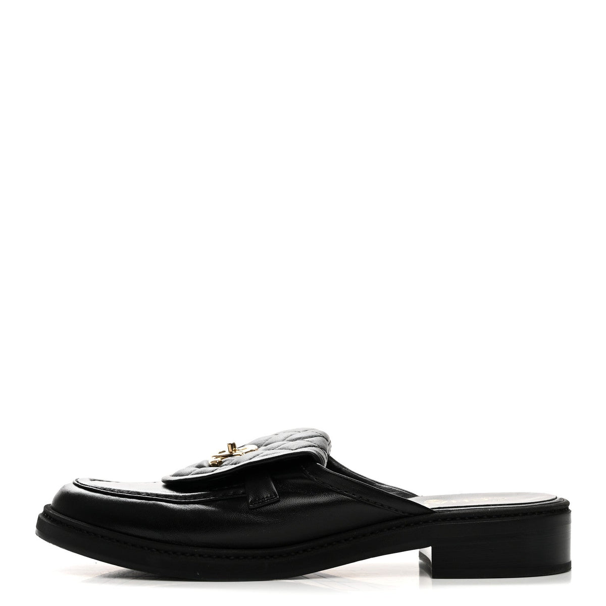 Lambskin Quilted CC Turnlock Mules 39.5 Black