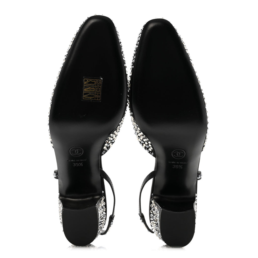 Strass Cap Toe CC Slingback Pumps 39.5 Black