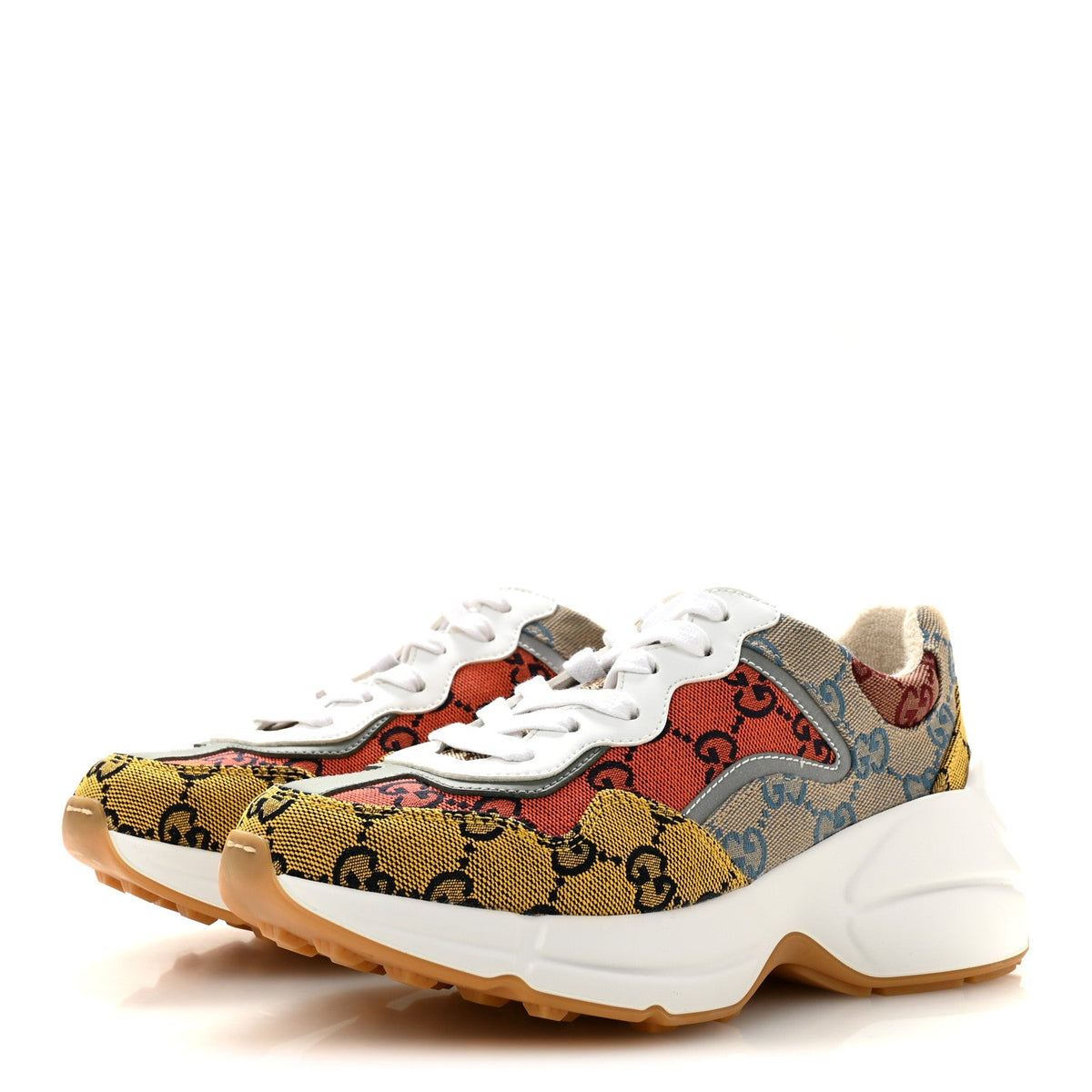 Monogram Multicolor Demetra Womens Rhyton Sneakers 35.5 Yellow Blue Great White Tabasco