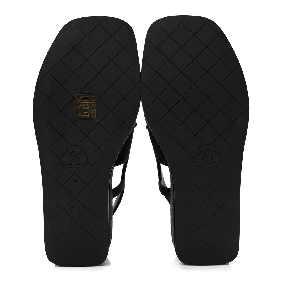 Suede Calfskin Platform CC Sandals 35 Black