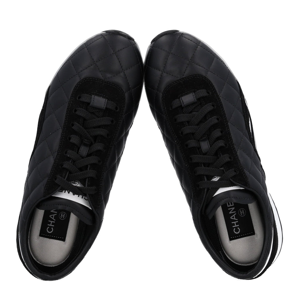 Suede Calfskin Quilted Sneakers 36.5 Black