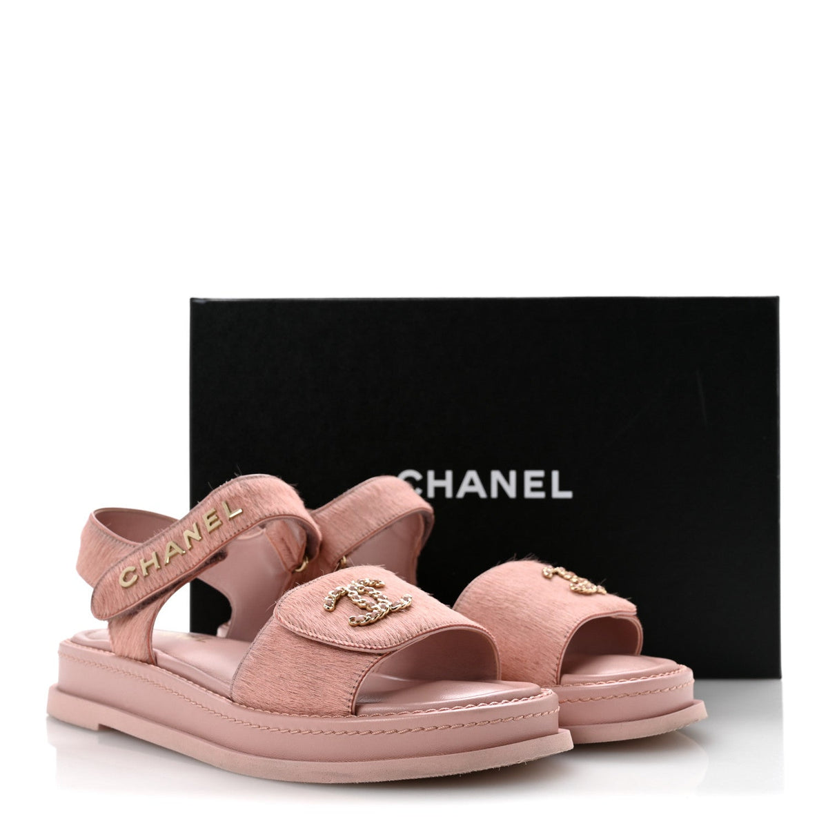 Calfskin Hair Suede Shearling Dad Sandals 40 Light Pink