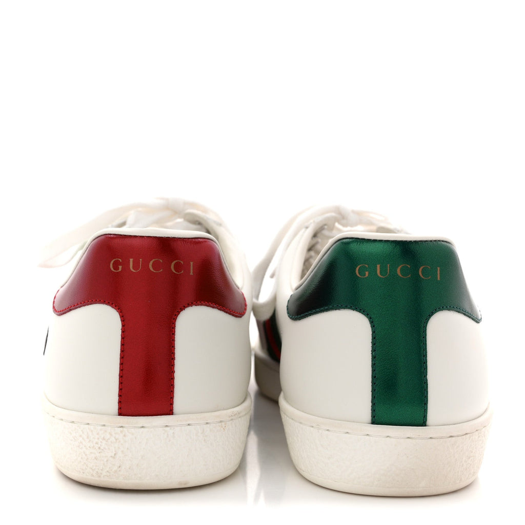 Calfskin Crocodile Web Mens Ace Sneakers 8 White Green