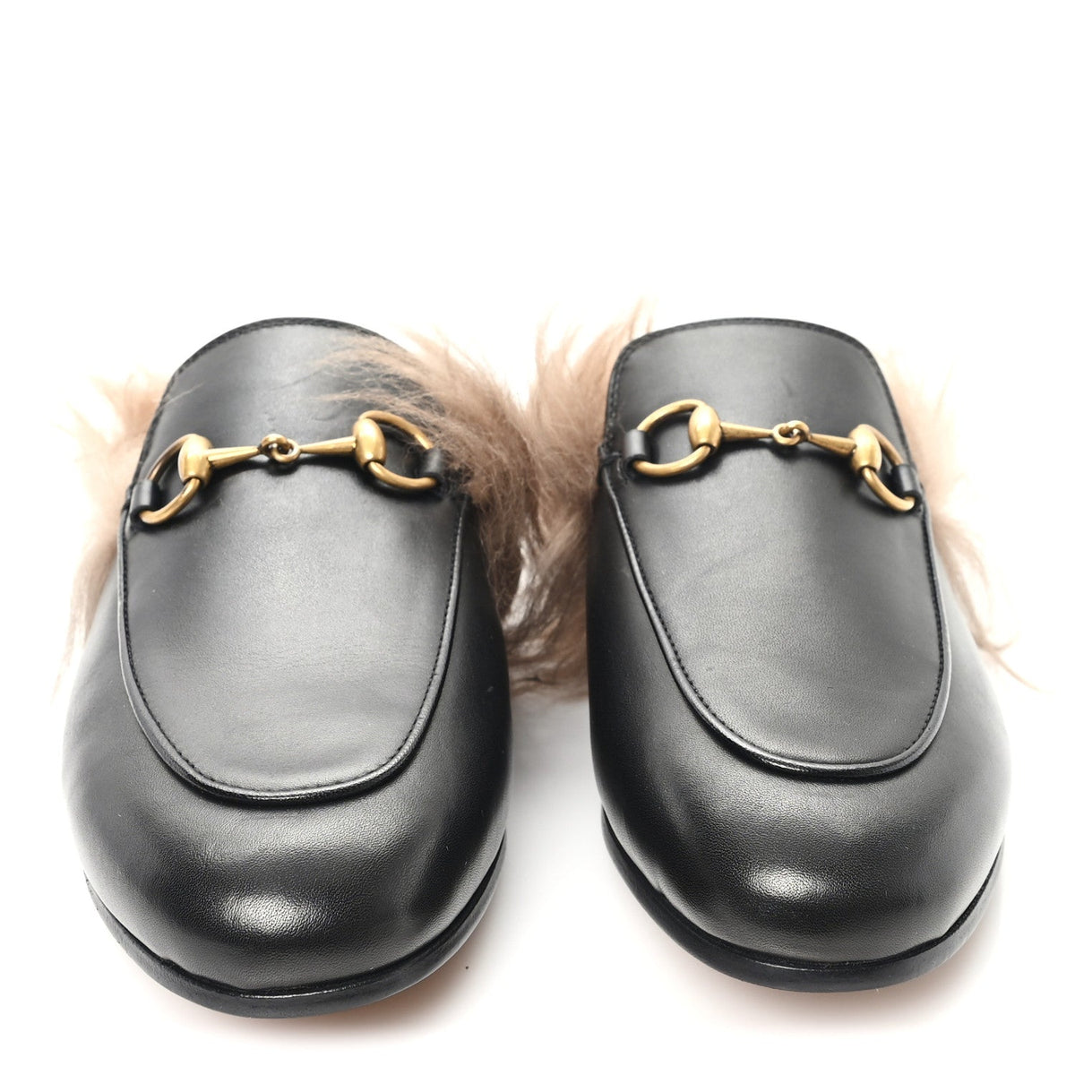 Calfskin Fur Womens Princetown Slippers 35 Black