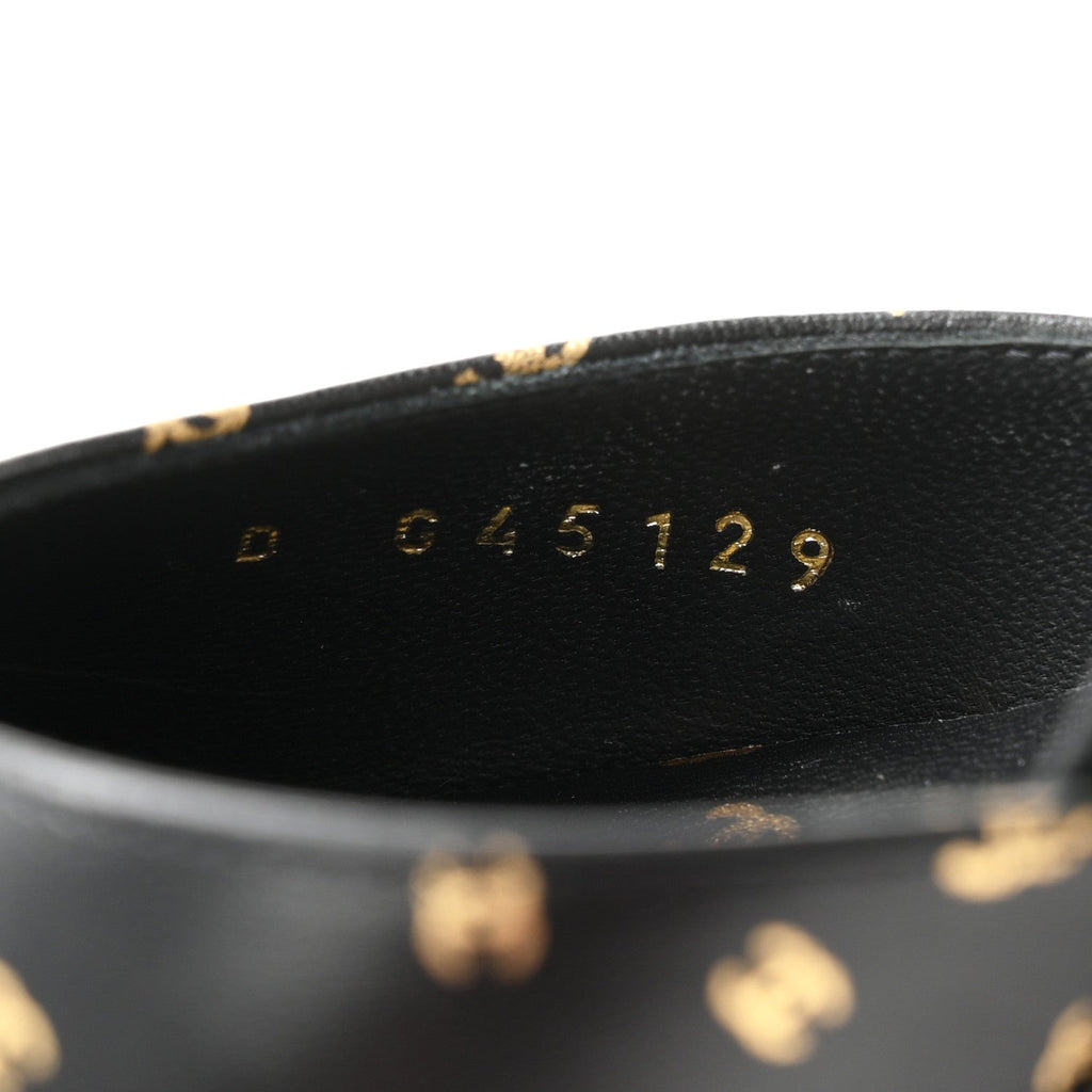Printed Lambskin Patent Calfskin CC Platform Pumps 39.5 Black Gold