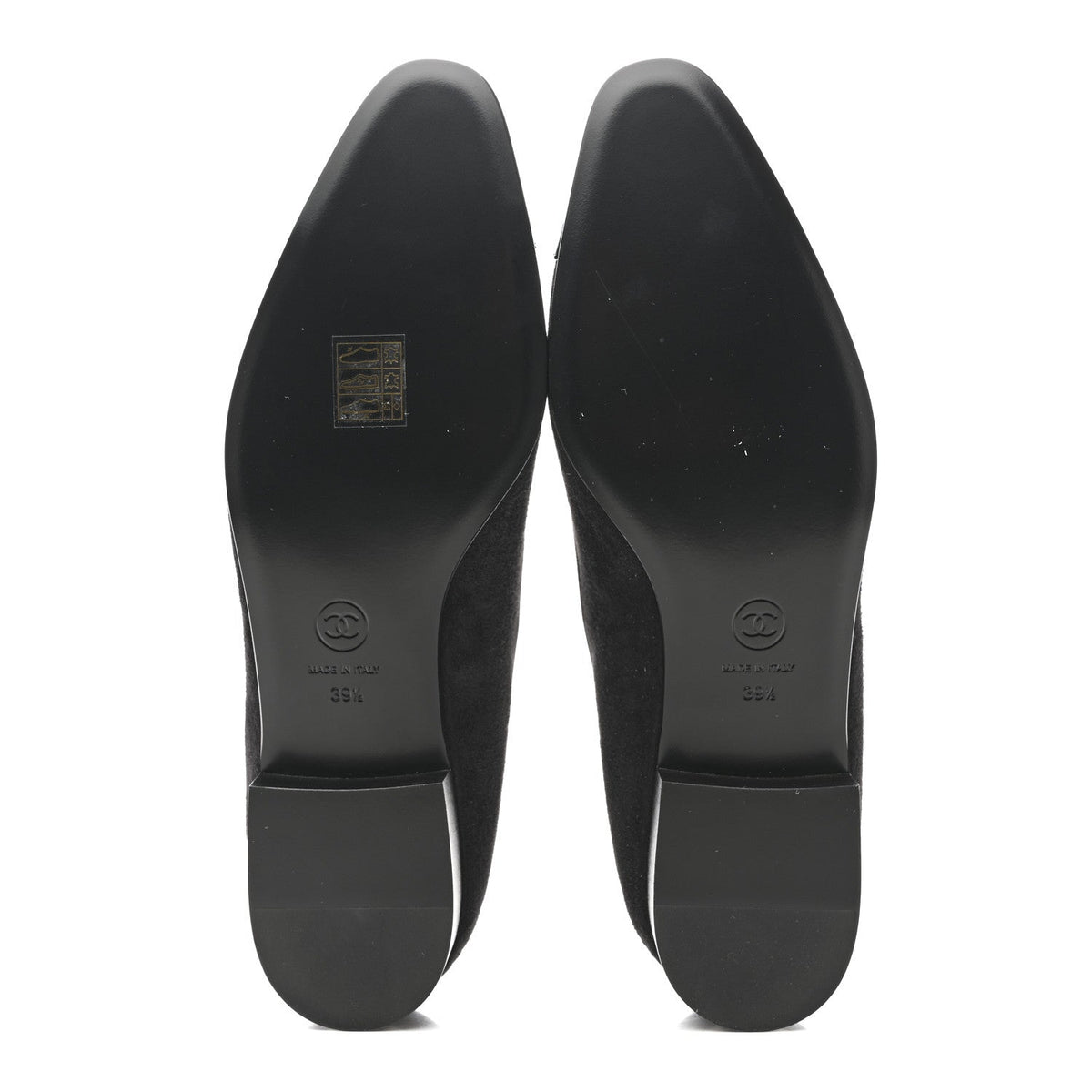 Suede Kidskin Lambskin Patent Calfskin Cap Toe CC Mary Jane Flats 39.5 Black