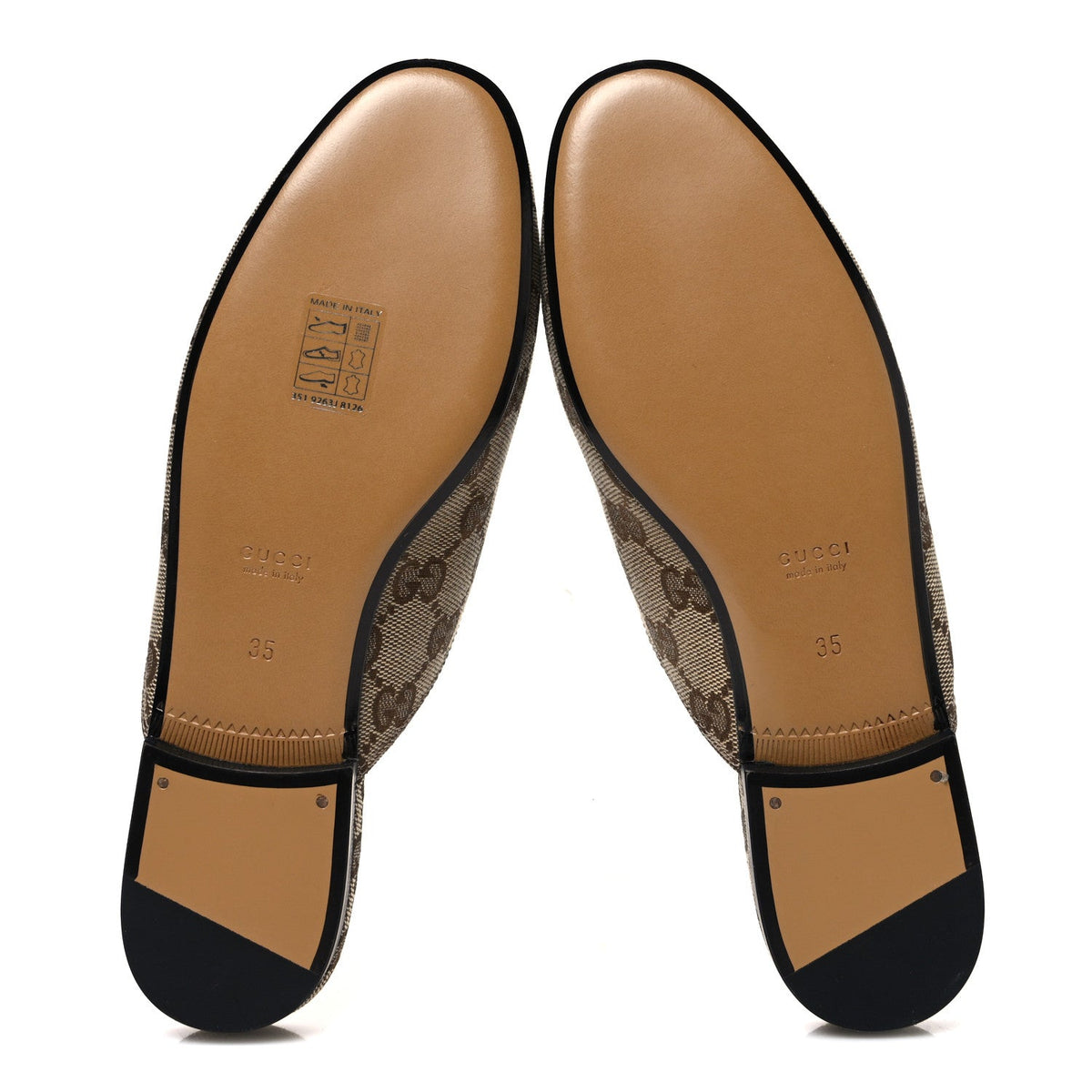 Canvas GG Monogram Horsebit Womens Princetown Slippers 35 Beige Ebony New Acero