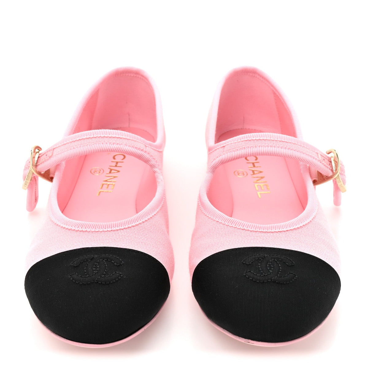 Fabric Grosgrain Mary Jane Flats 37 Light Pink Black