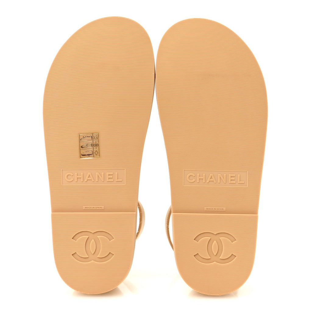 Lambskin Espadrille Sandals 37 Beige