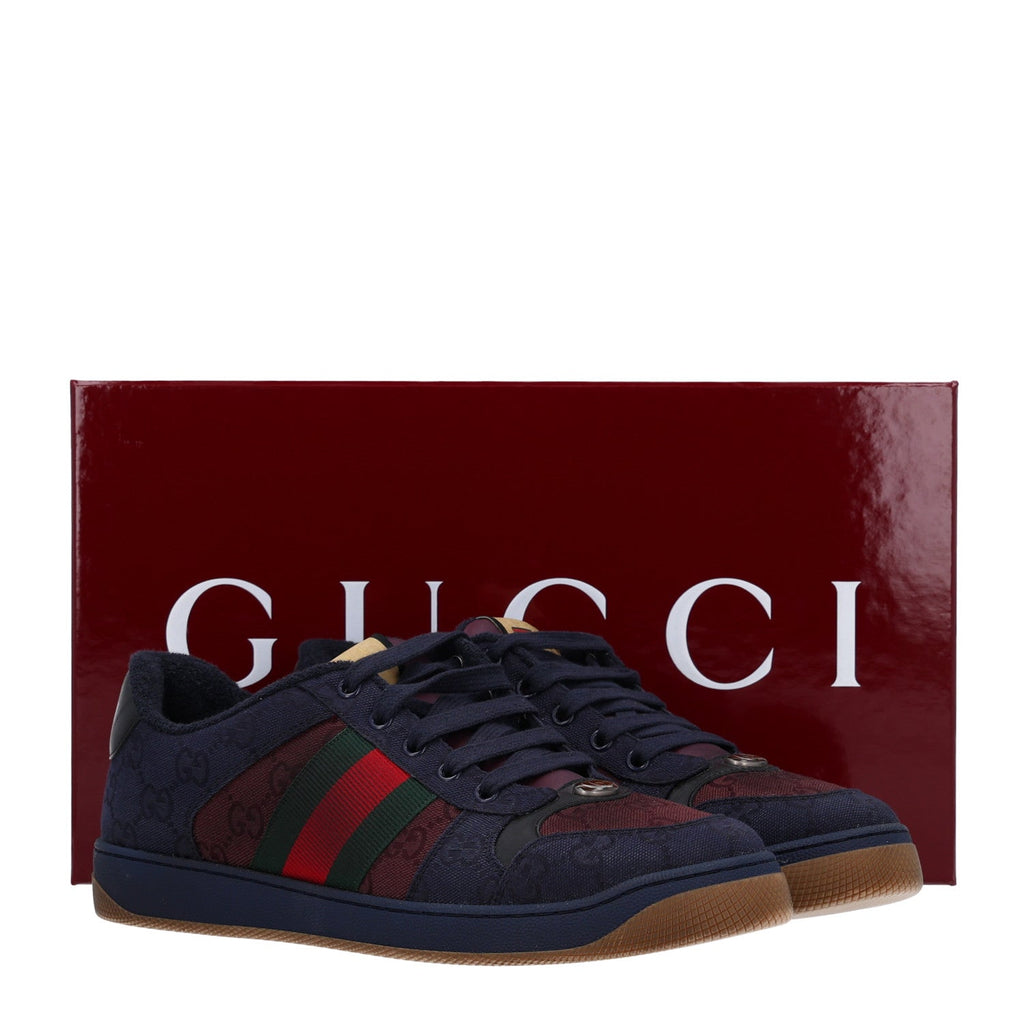 New Canvas GG Web Mens Screener Sneakers 8 Burgundy Navy