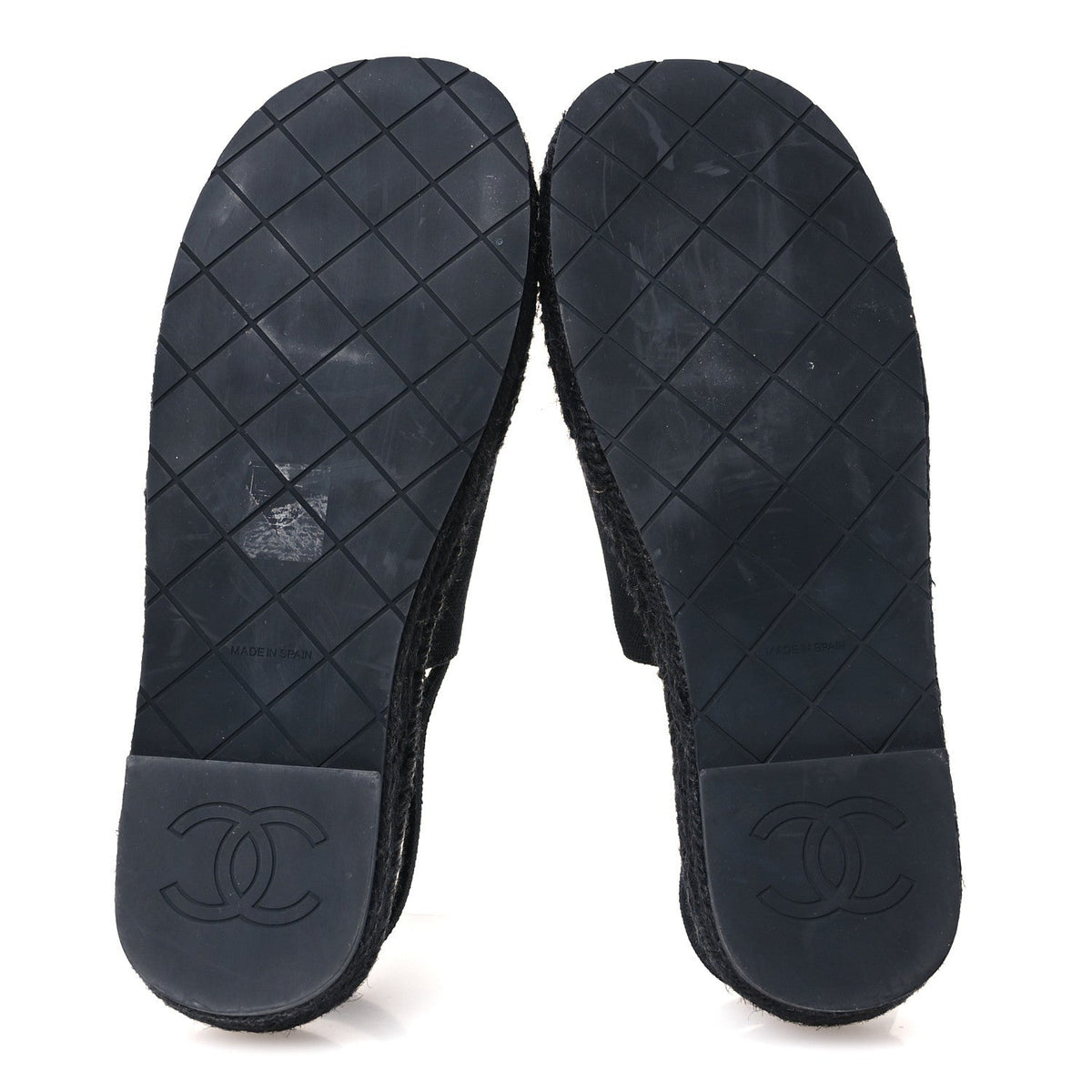 Canvas Strass CC Espadrille Slingback Sandals 38 Black