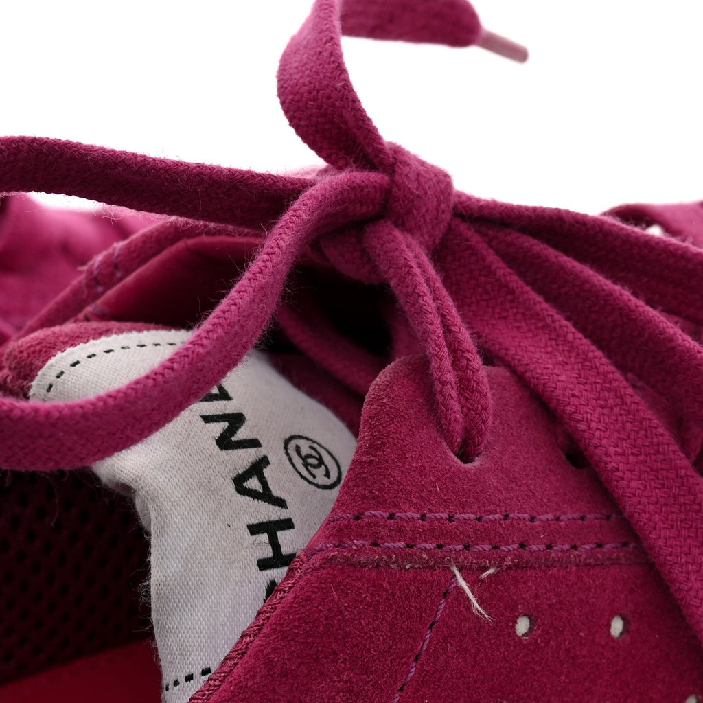 Suede Calfskin Logo Sneakers 37 Dark Pink