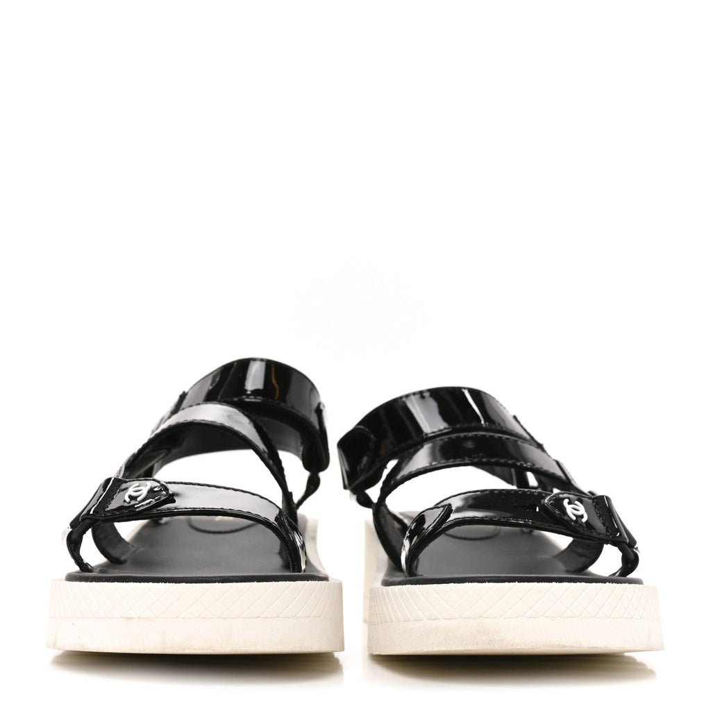Patent CC Platform Sandals 36.5 Black