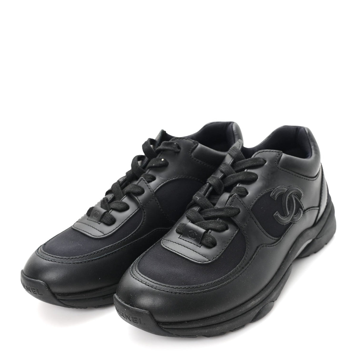 Lambskin Fabric CC Sneakers 36.5 Black