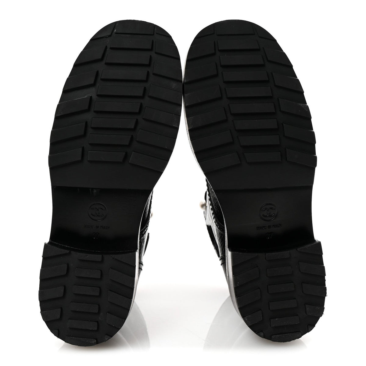 Shiny Calfskin Velvet Pearl Combat Short Boots 37 Black