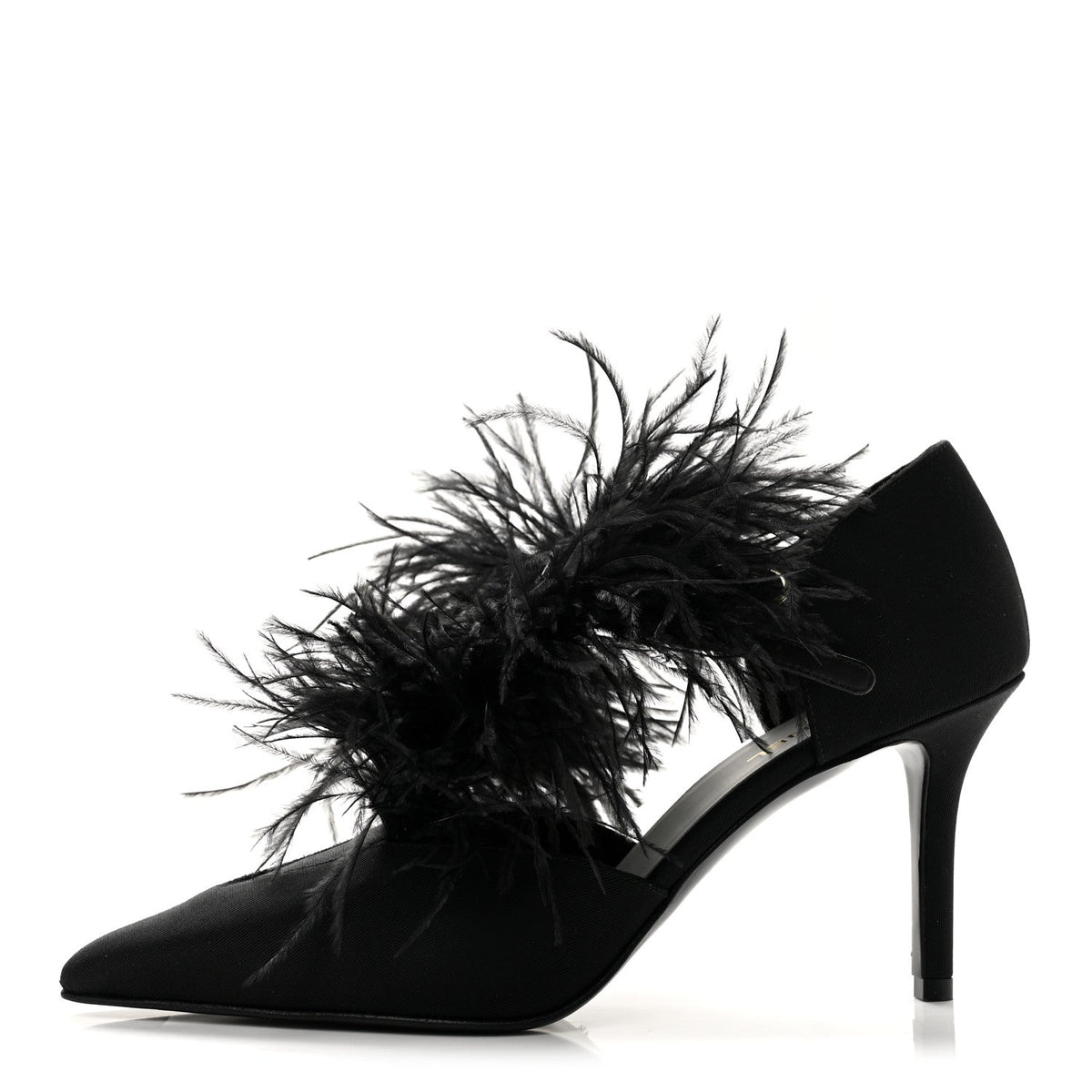 Grosgrain Feather Mary Jane Pumps 38 Black