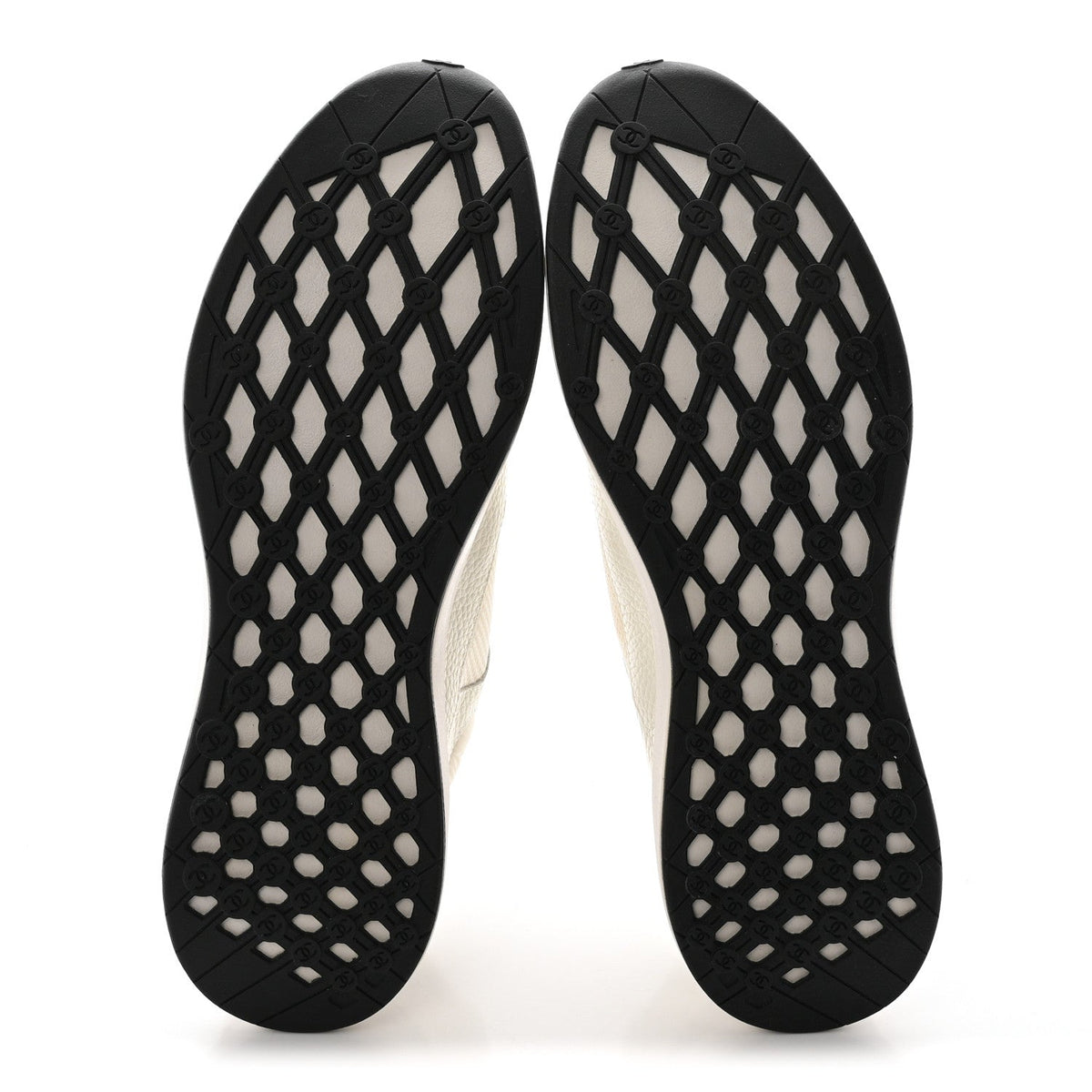 Calfskin Mesh Suede CC Sneakers 45 White Black
