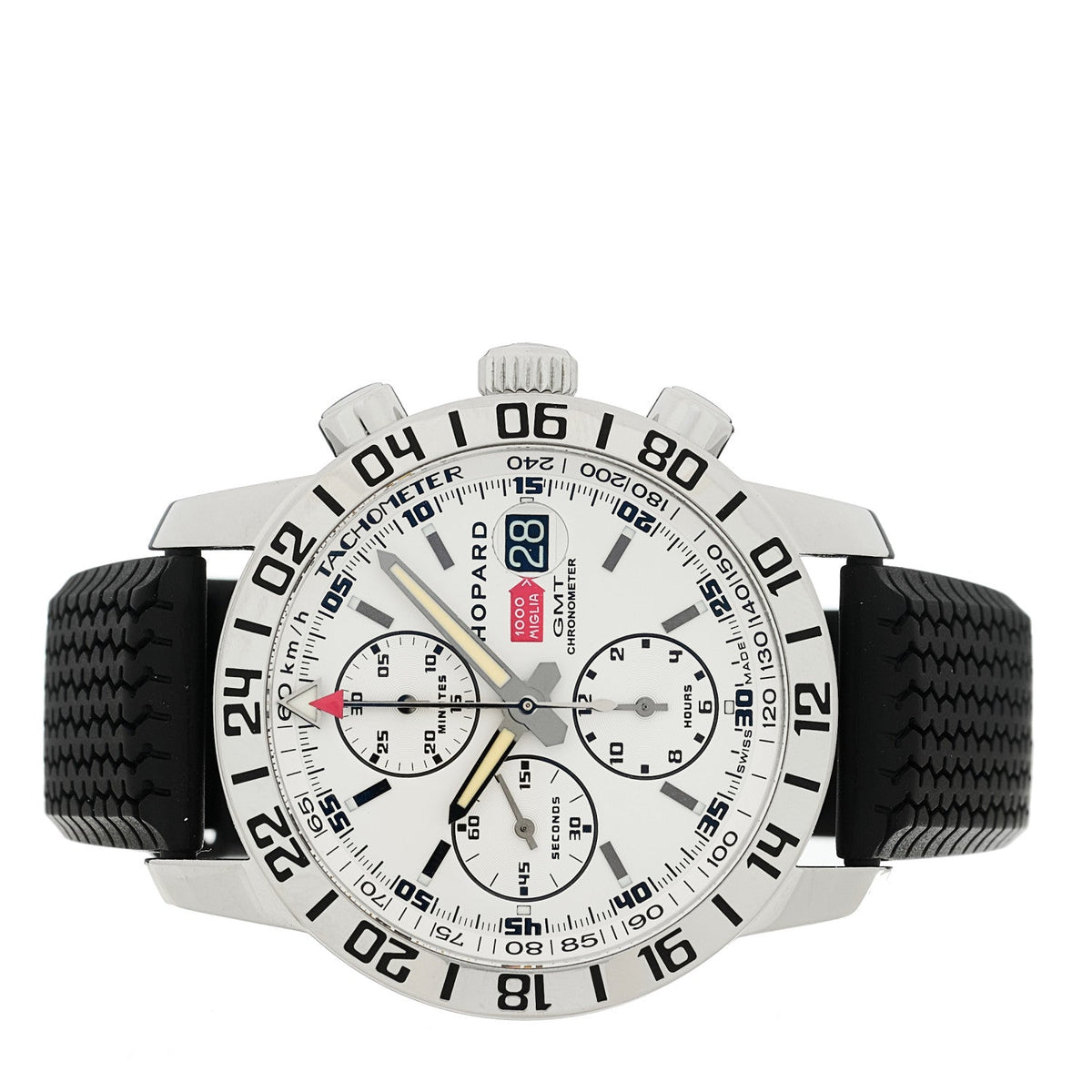 Stainless Steel Rubber 42mm Mille Miglia Chronograph Automatic Watch White