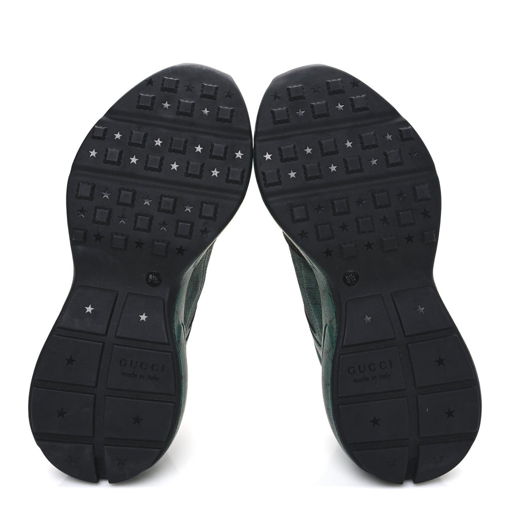 GG Supreme Monogram Mens Rhyton Sneakers 8.5 Black Green