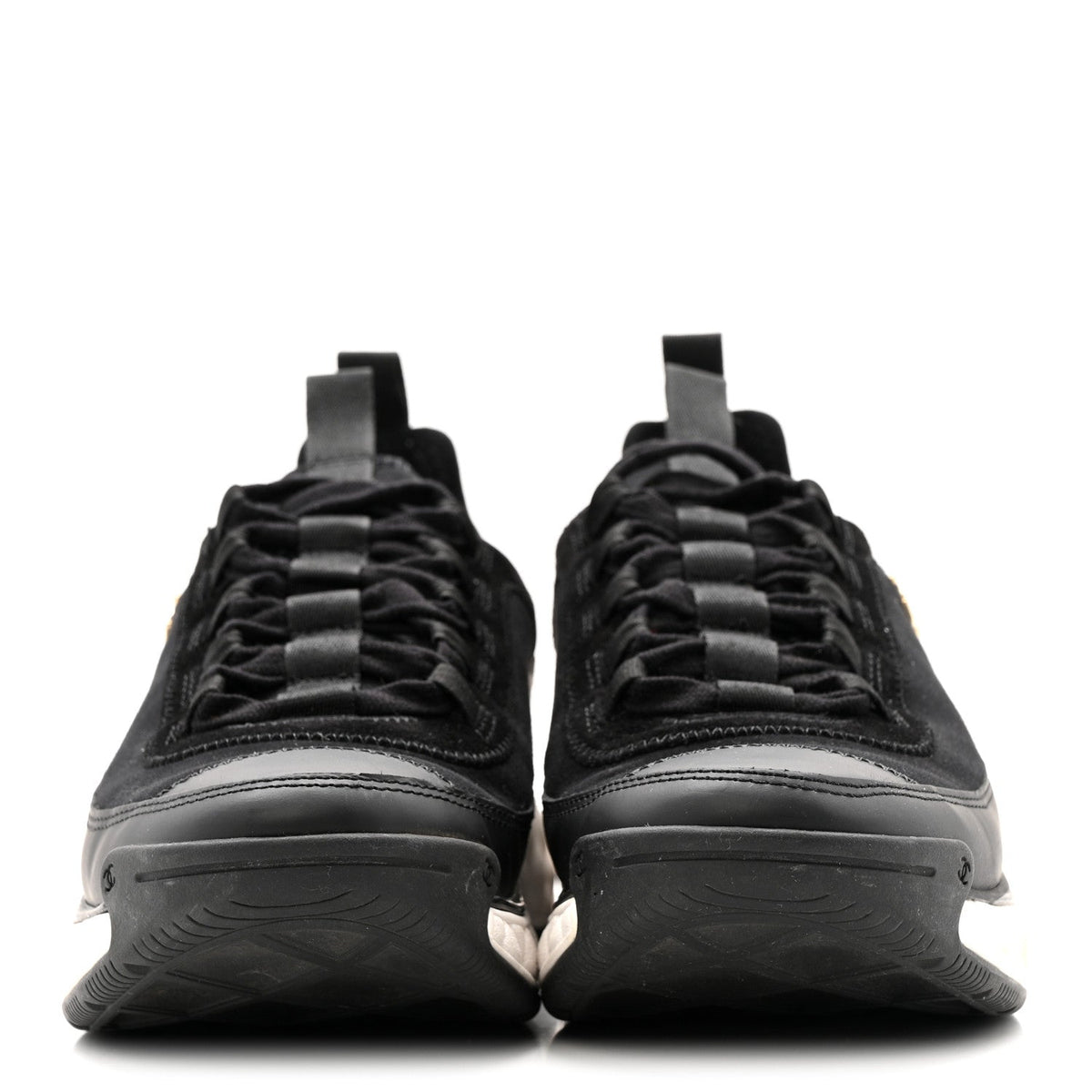 Velvet Calfskin Mixed Fibers CC Sneakers 38 Black