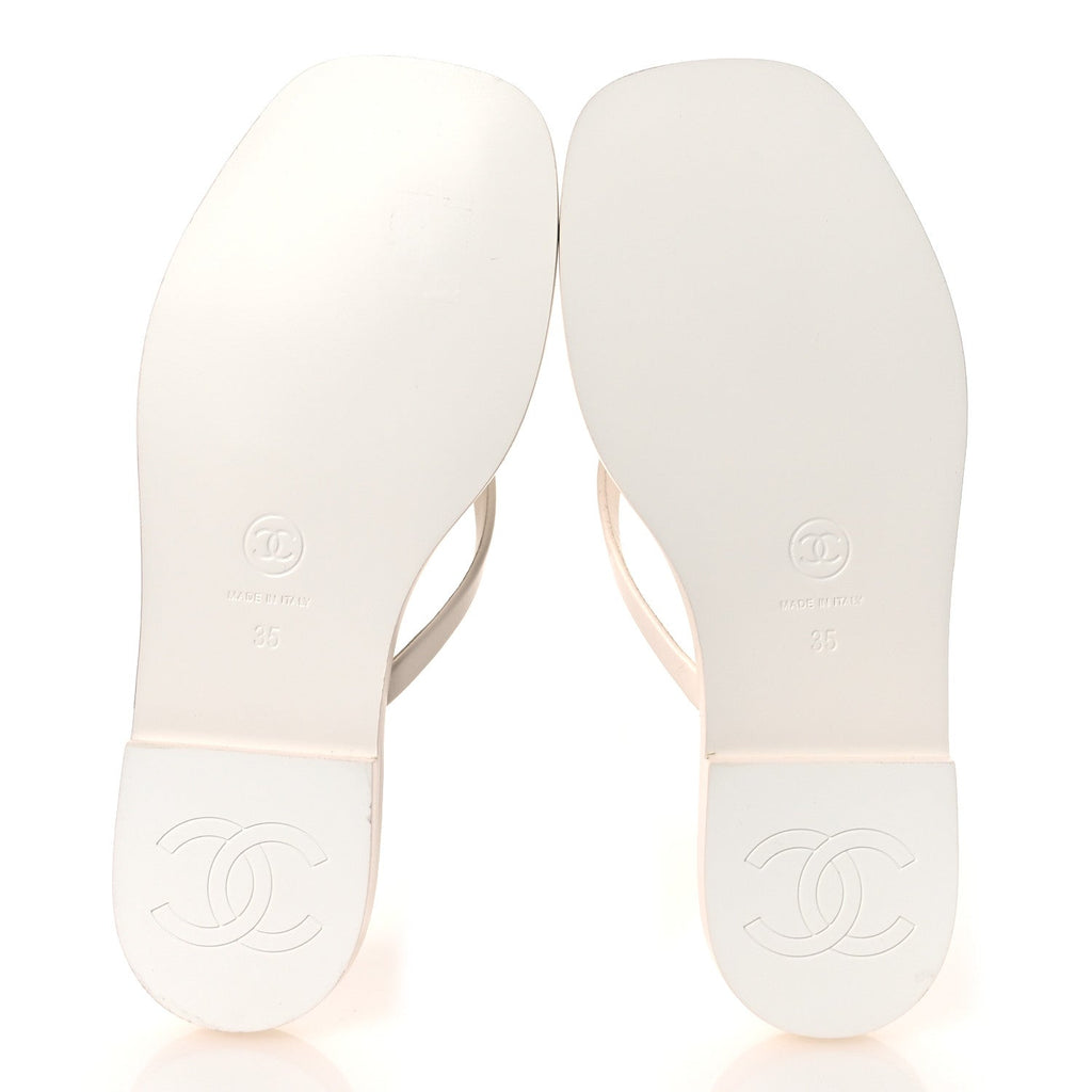 Goatskin CC Times Square Thong Sandals 35 White