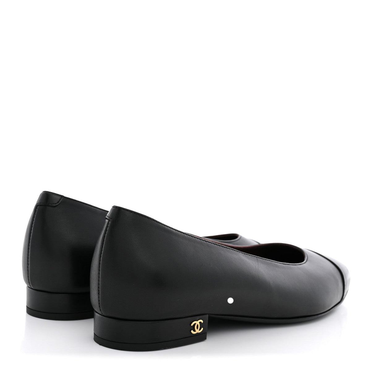Lambskin Cap Toe CC Uniform Ballerina Flats 36.5 Black