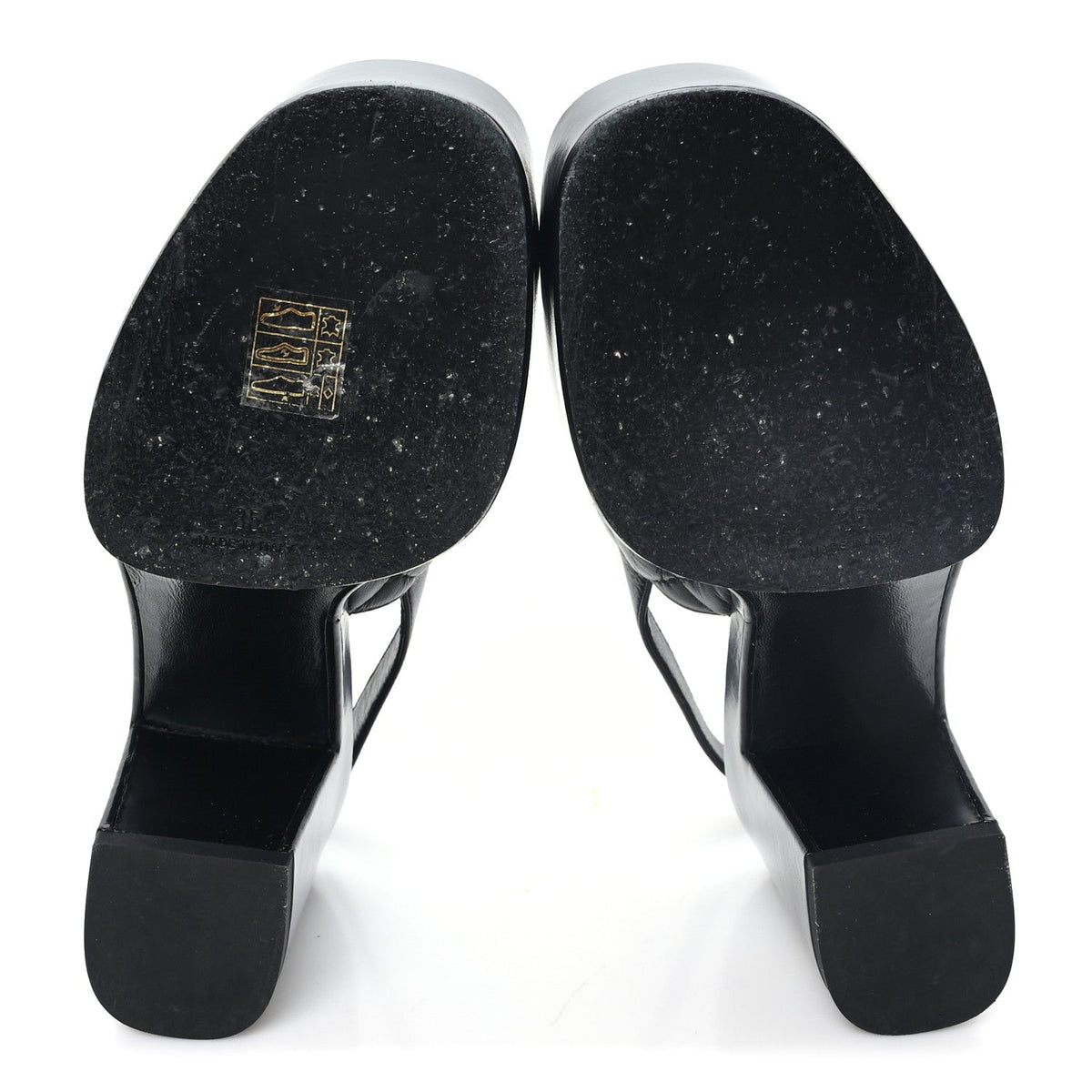 Lambskin Quilted Peep Toe Wedge Sandals 38 Black