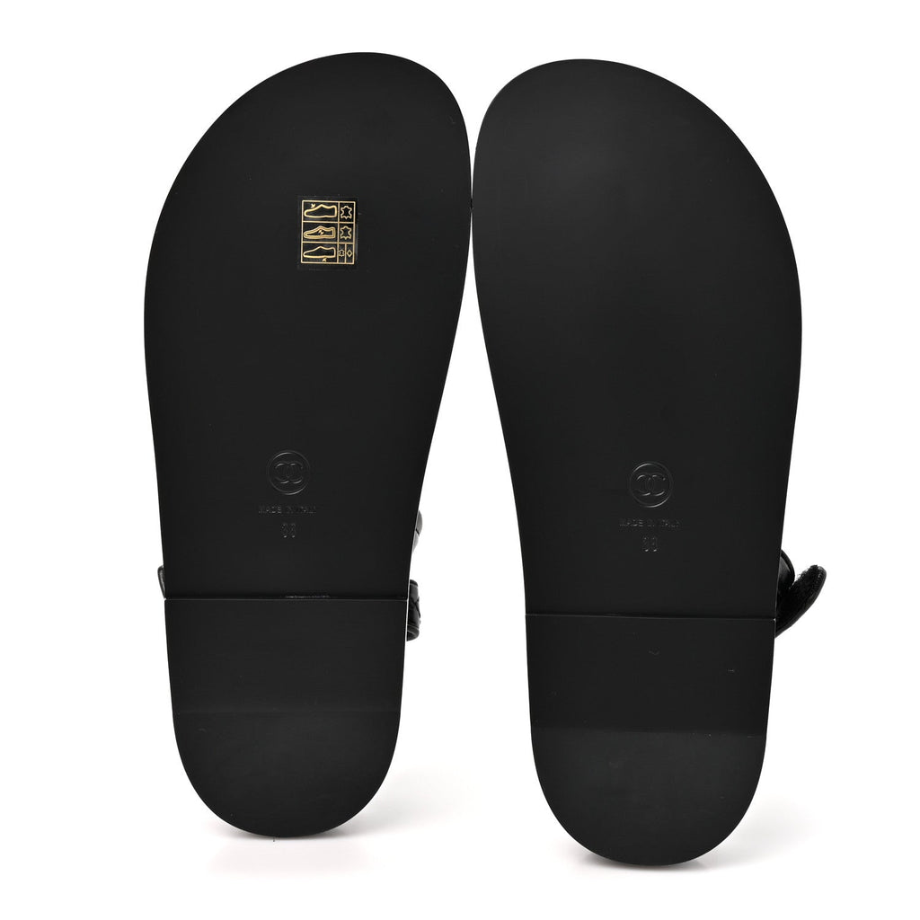 Grained Calfskin Velcro Dad Sandals 38 Black