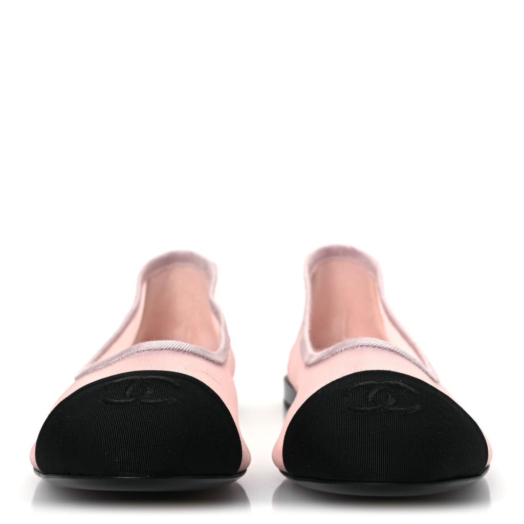 Mesh Grosgrain CC Ballerina Flats 39.5 Pink Black 39.5 Pink Black