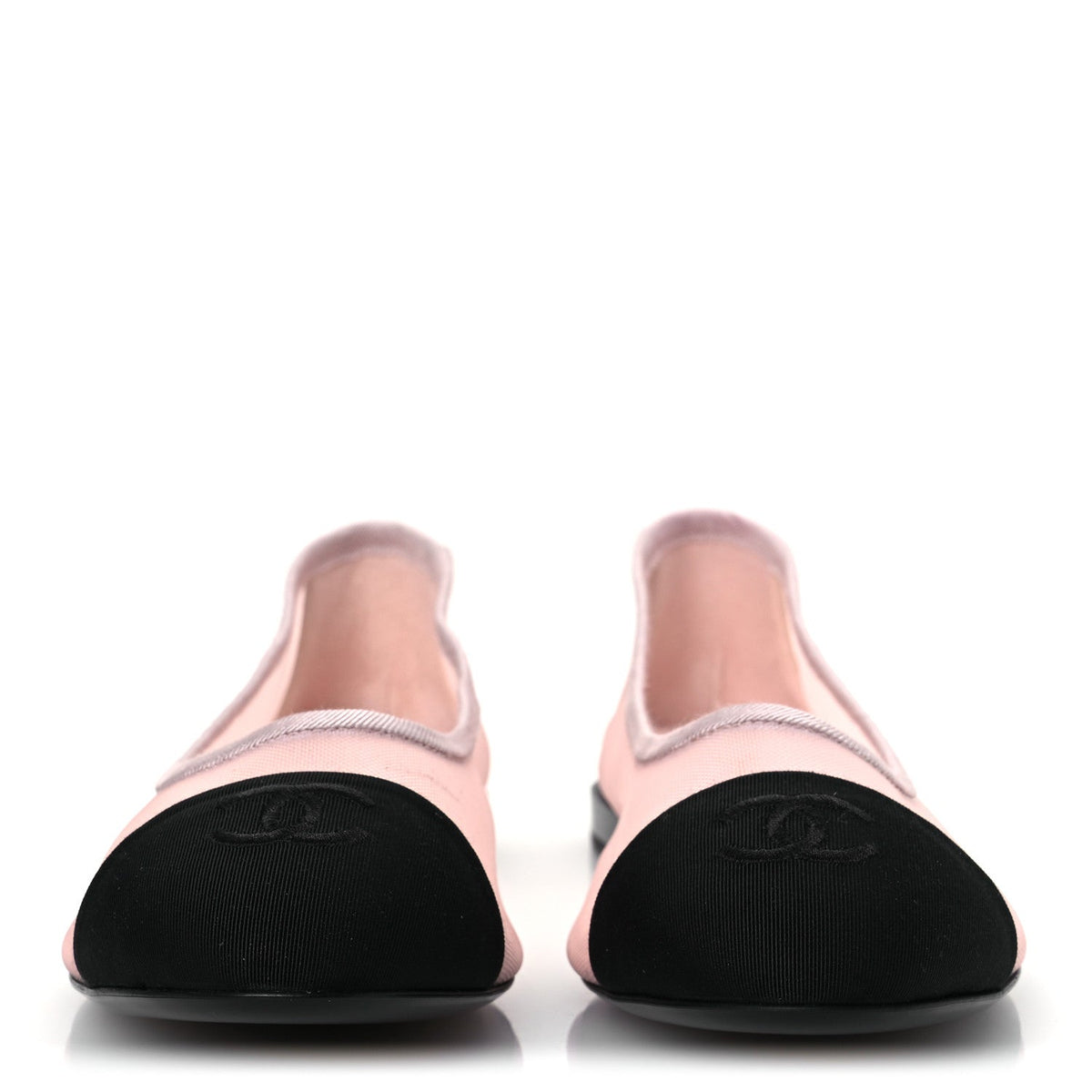 Mesh Grosgrain CC Ballerina Flats 39.5 Pink Black 39.5 Pink Black