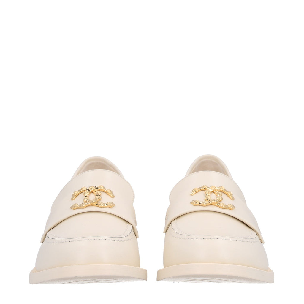 Calfskin Camellia CC Loafers 39.5 Ivory