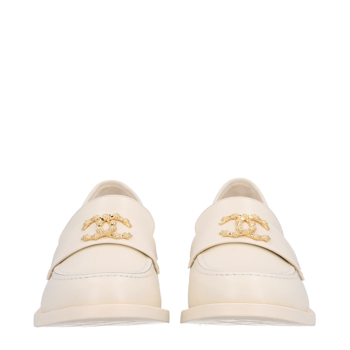 Calfskin Camellia CC Loafers 39.5 Ivory