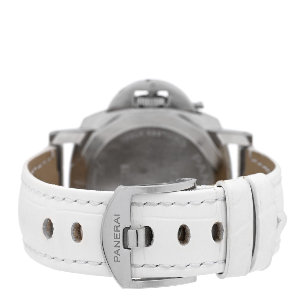 Stainless Steel Alligator 38mm Luminor Due Luna Rossa Automatic Watch White PAM01306