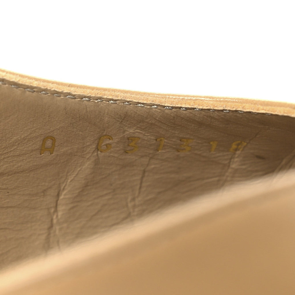 Goatskin Grosgrain Cap Toe CC Slingback Pumps 38.5 Beige Black