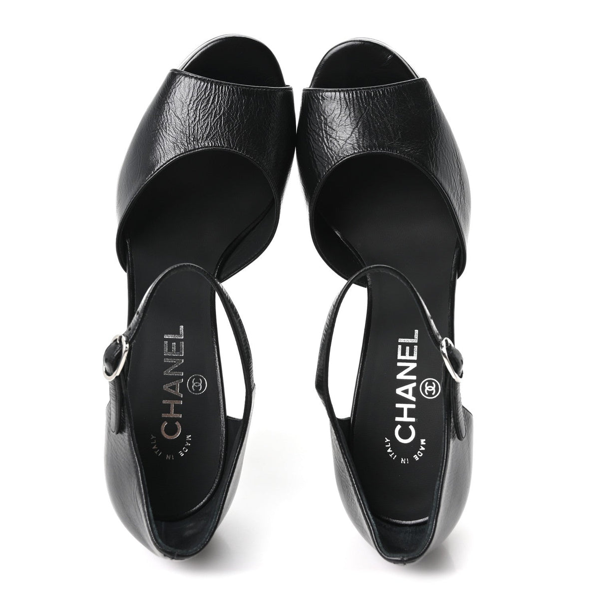 Shiny Lambskin Sandals 39.5 Black