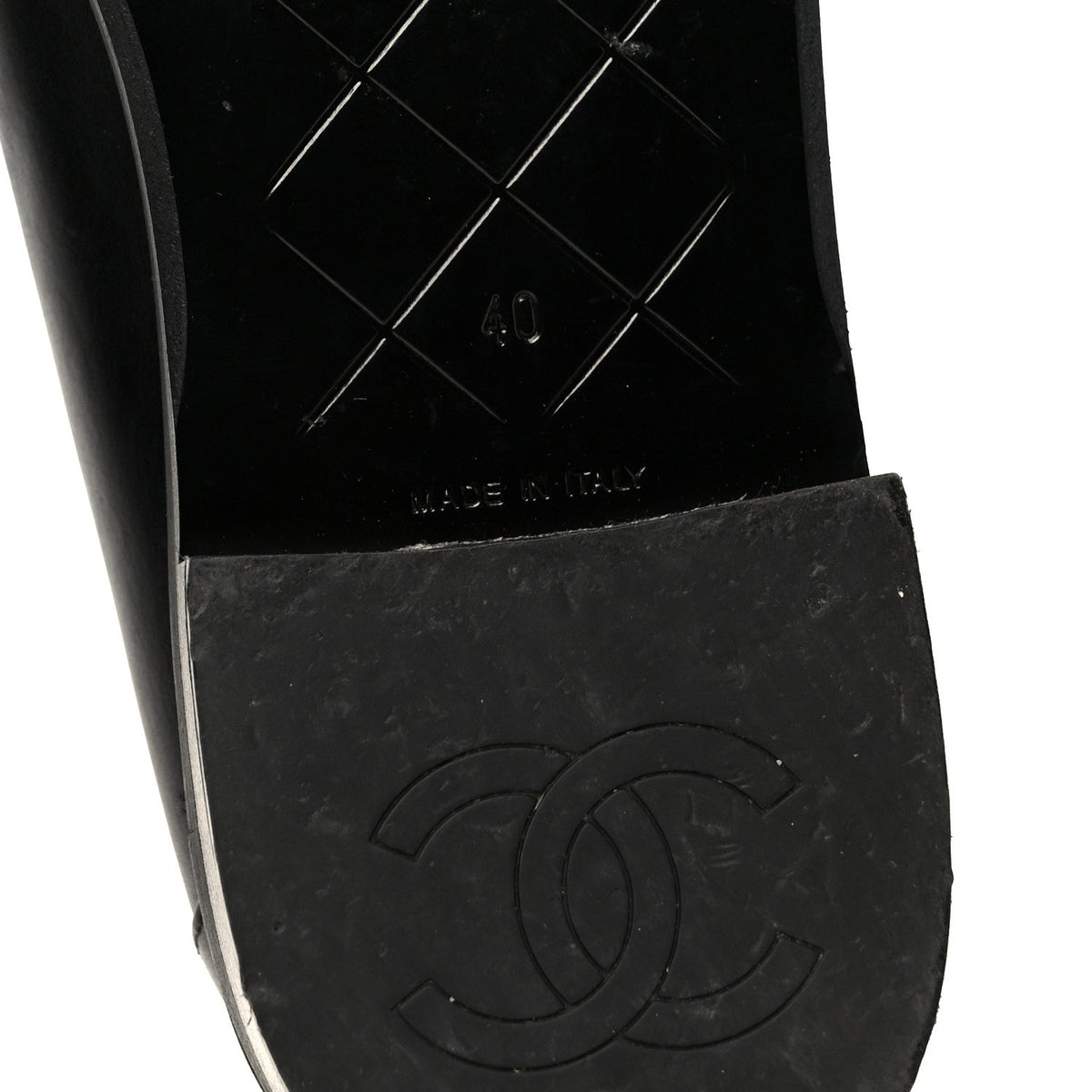 Calfskin CC Turnlock Moccasins 40 Black