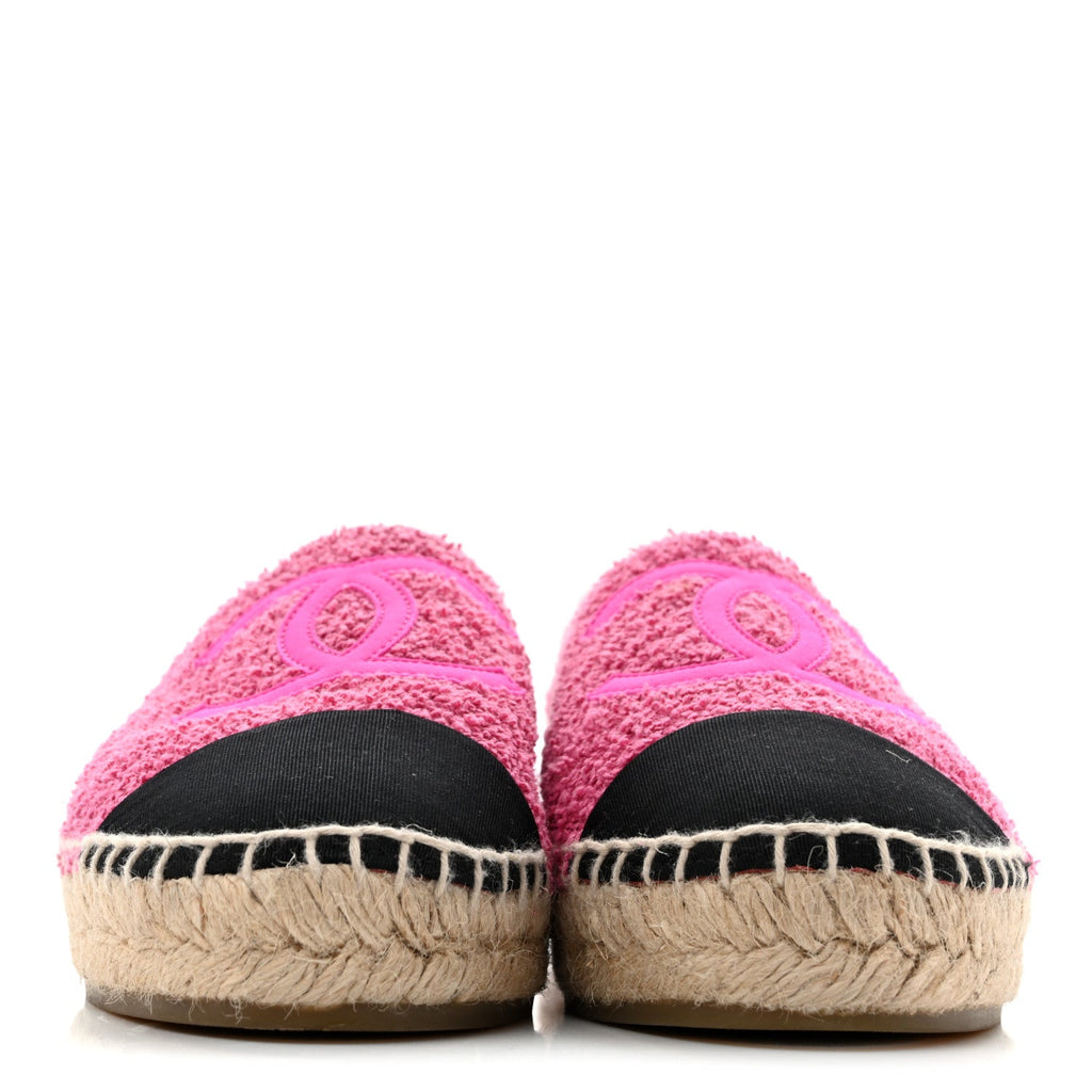 Fabric Grosgrain CC Espadrilles 38 Dark Pink Black