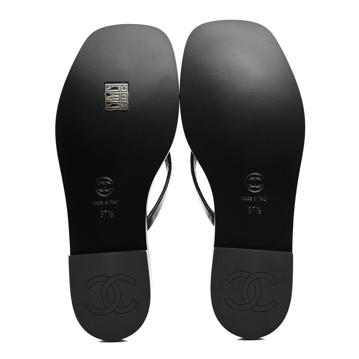 Goatskin CC Times Square Thong Sandals 37.5 Black