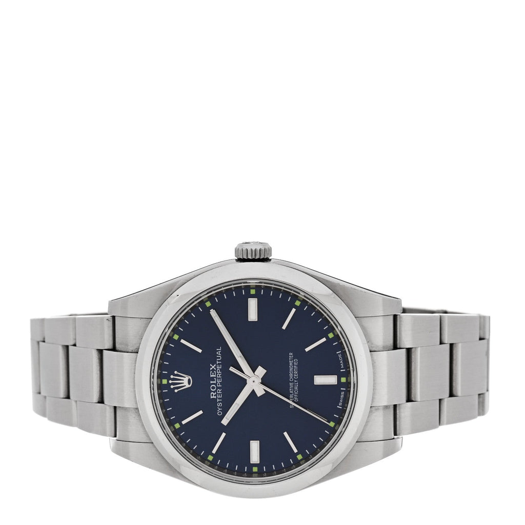 Stainless Steel 39mm Oyster Perpetual Watch Blue 114300