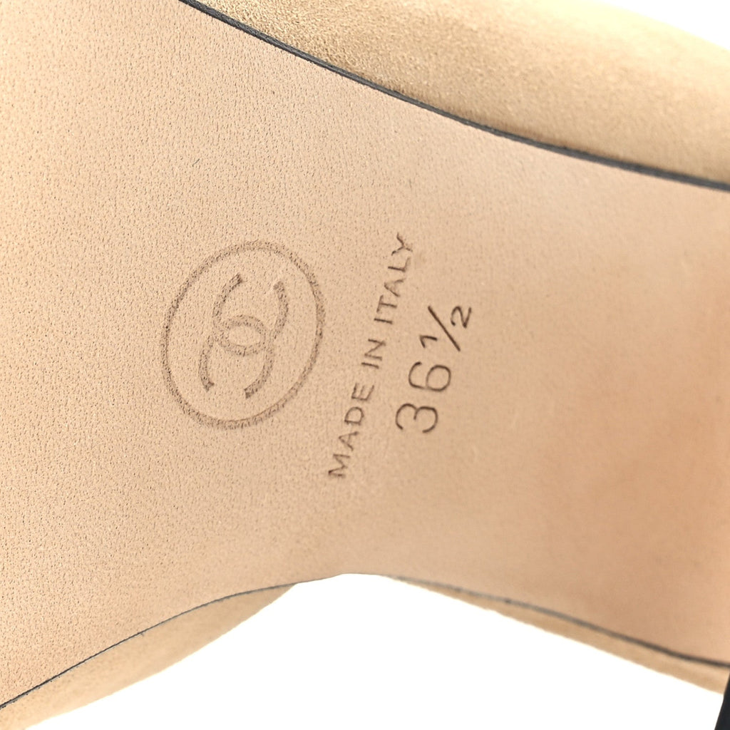 Suede Kidskin Patent Calfskin Mules 36.5 Beige Black