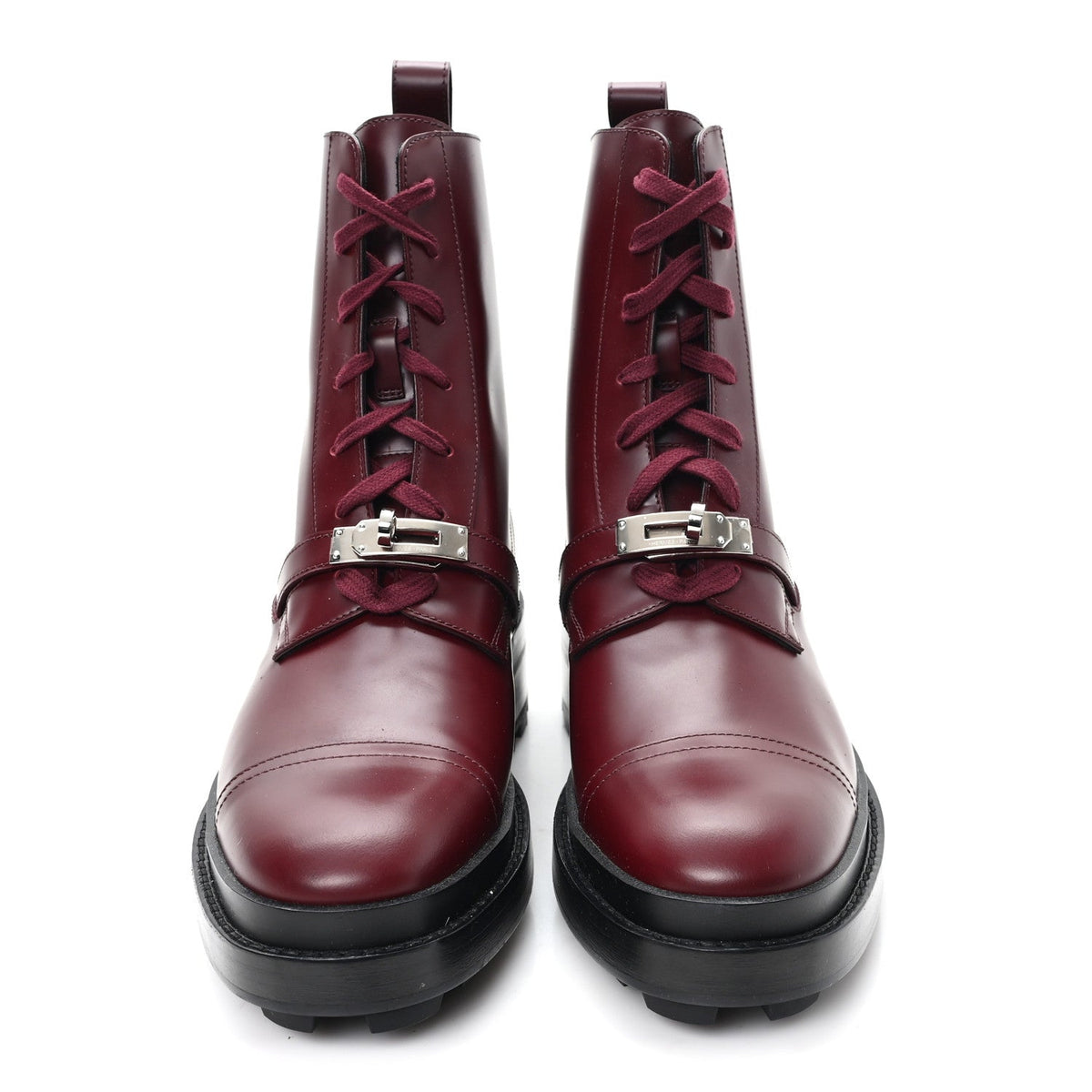 Glossed Calfskin Funk Ankle Boots 38.5 Rouge H